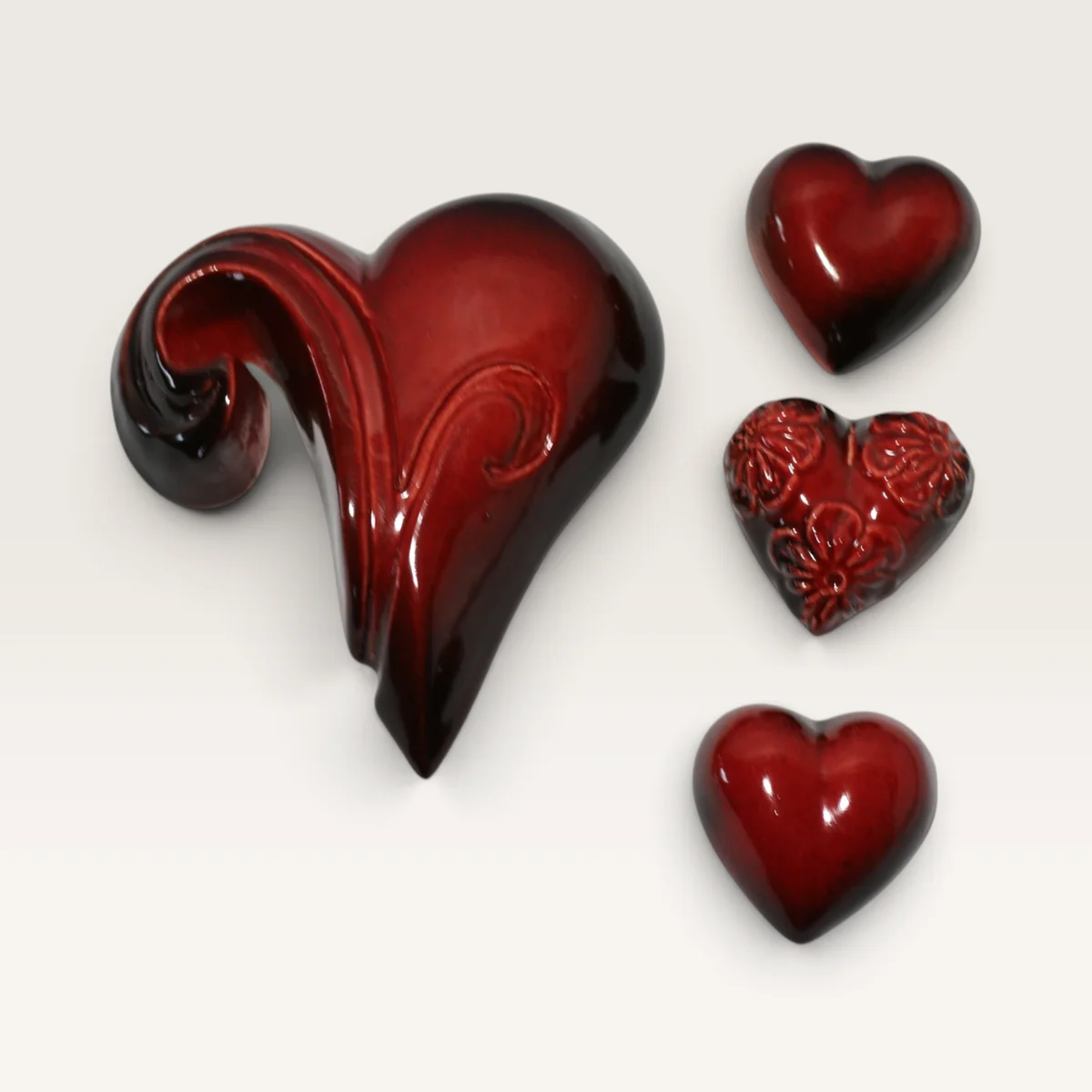 Heart Koru Set (hearts) — handmade New Zealand pottery