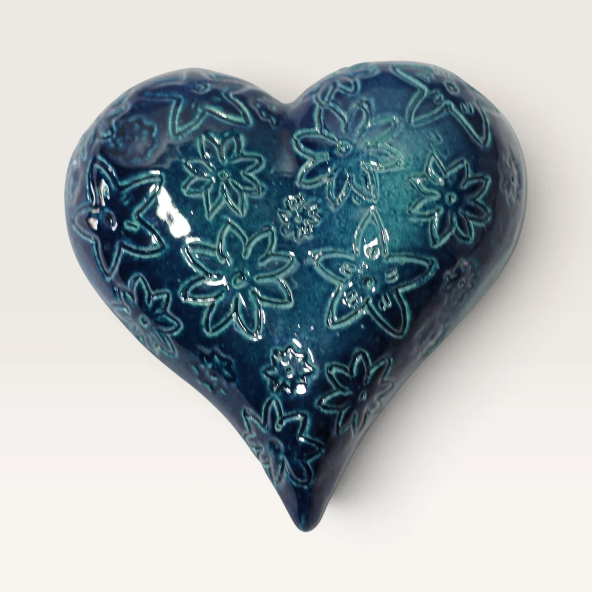 Imprint Heart (blue) — handmade New Zealand pottery