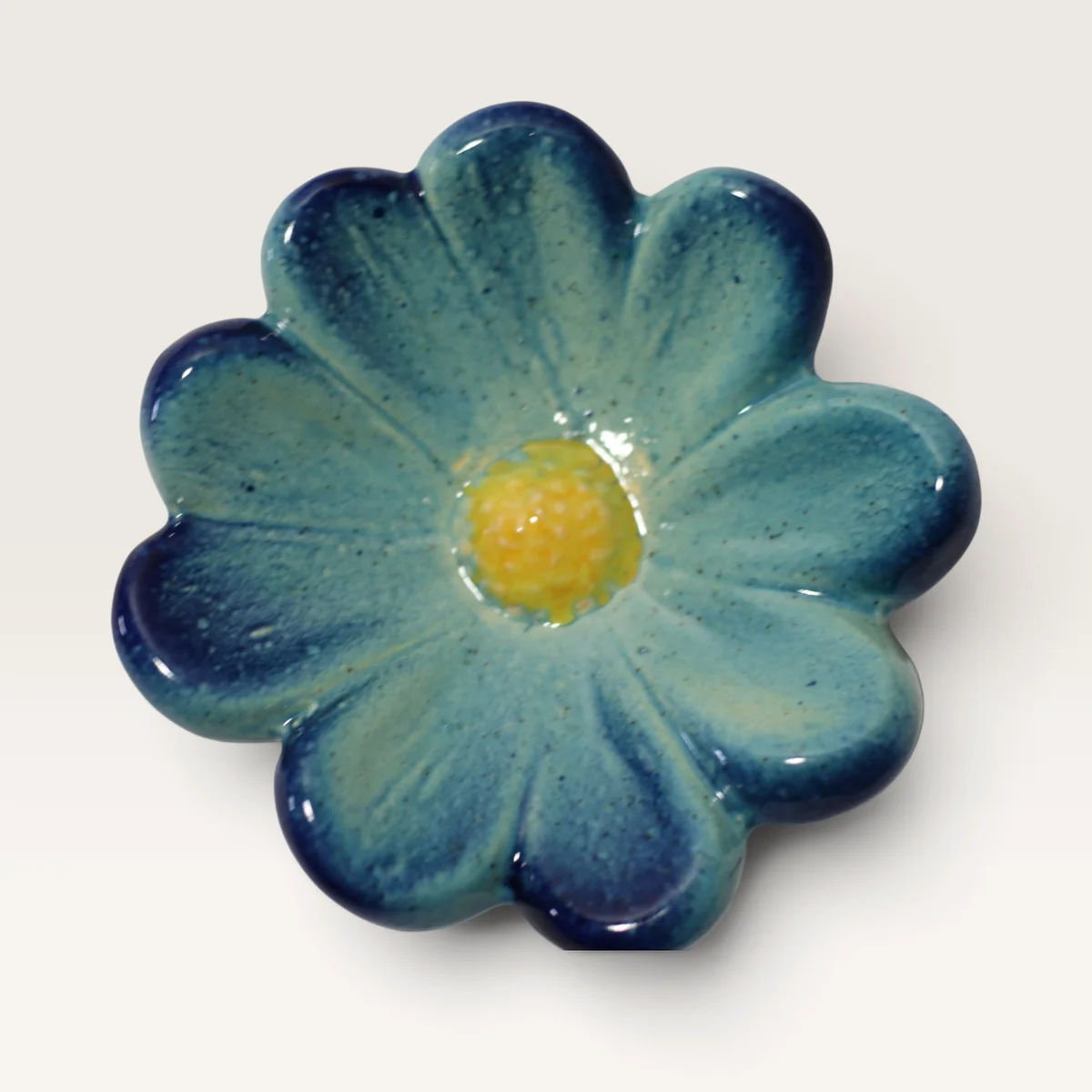 Medium Flower (blues) — handmade New Zealand pottery