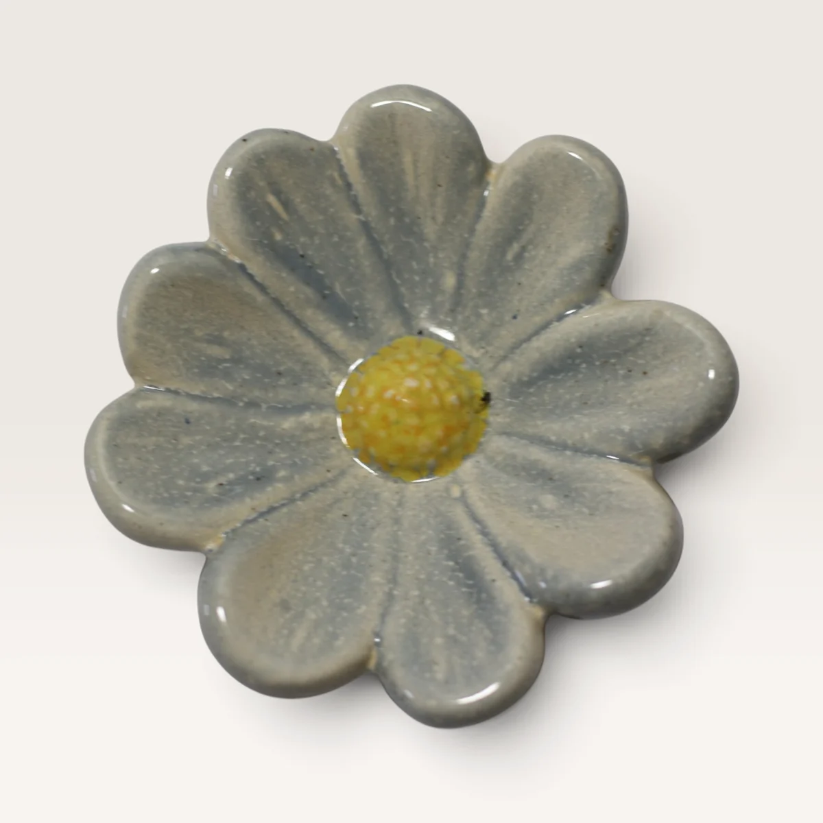 Medium Flower (white grey) — handmade New Zealand pottery