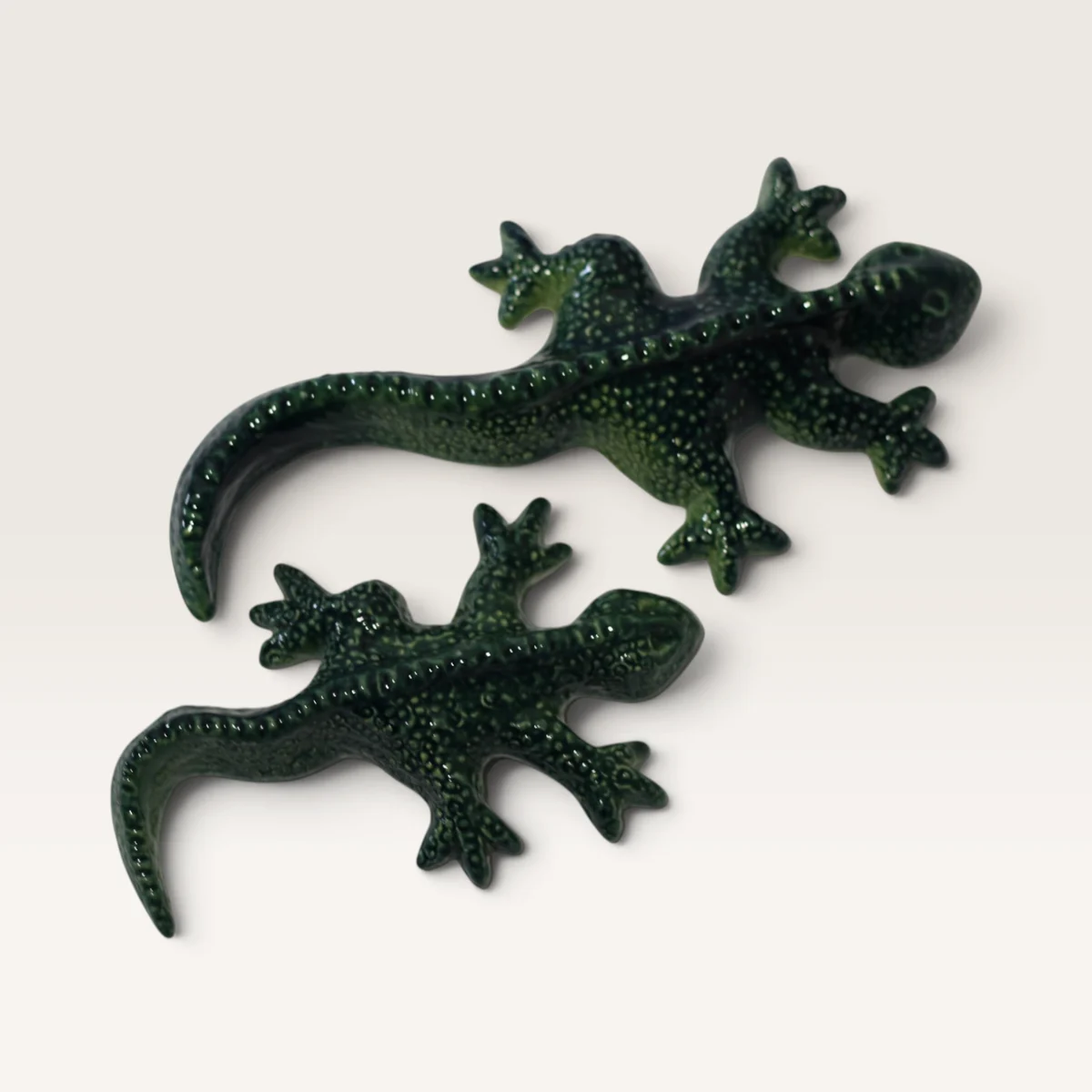 Pair of Geckos — handmade New Zealand pottery
