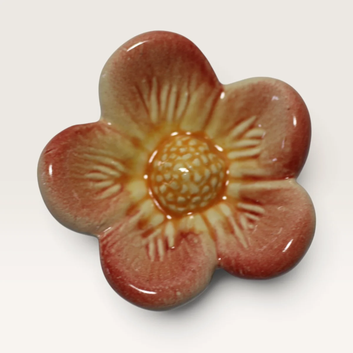 Small Flower (yellow red) — handmade New Zealand pottery