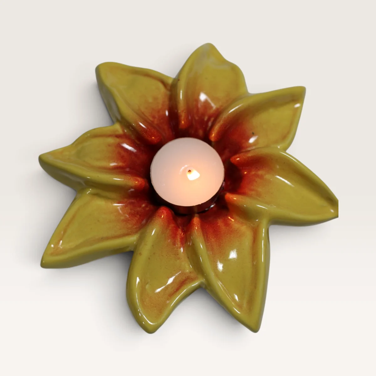 Tea Candle Flower — handmade New Zealand pottery