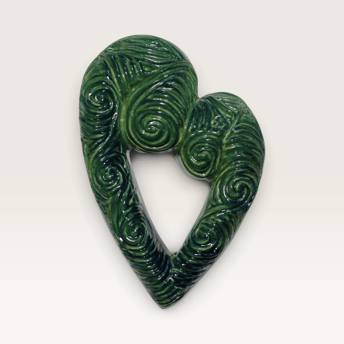 Textured Koru Heart — handmade New Zealand pottery
